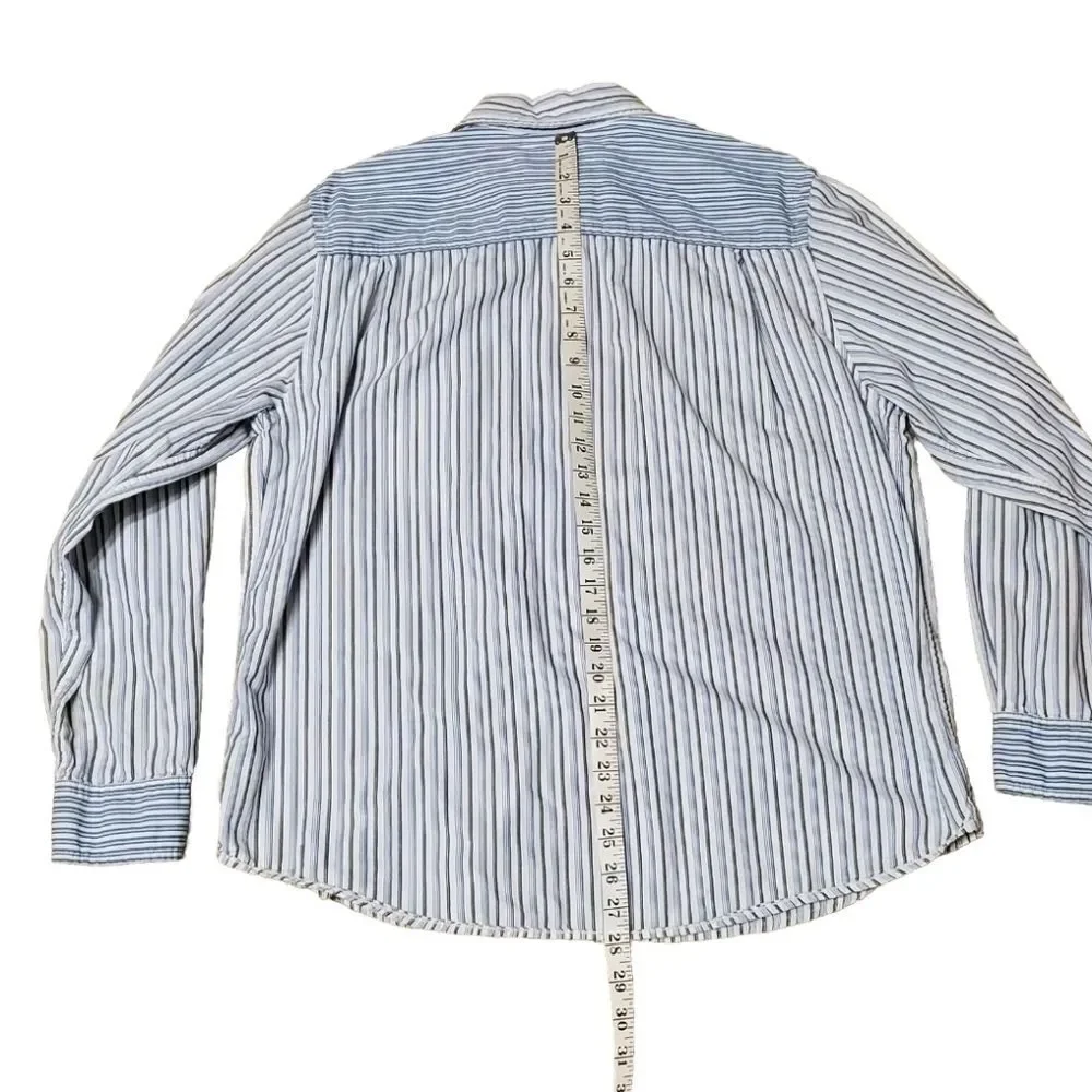 Levi's Mens Sz Large The Two Horse Shirt Blue & White Long Sleeve 100% Cotton